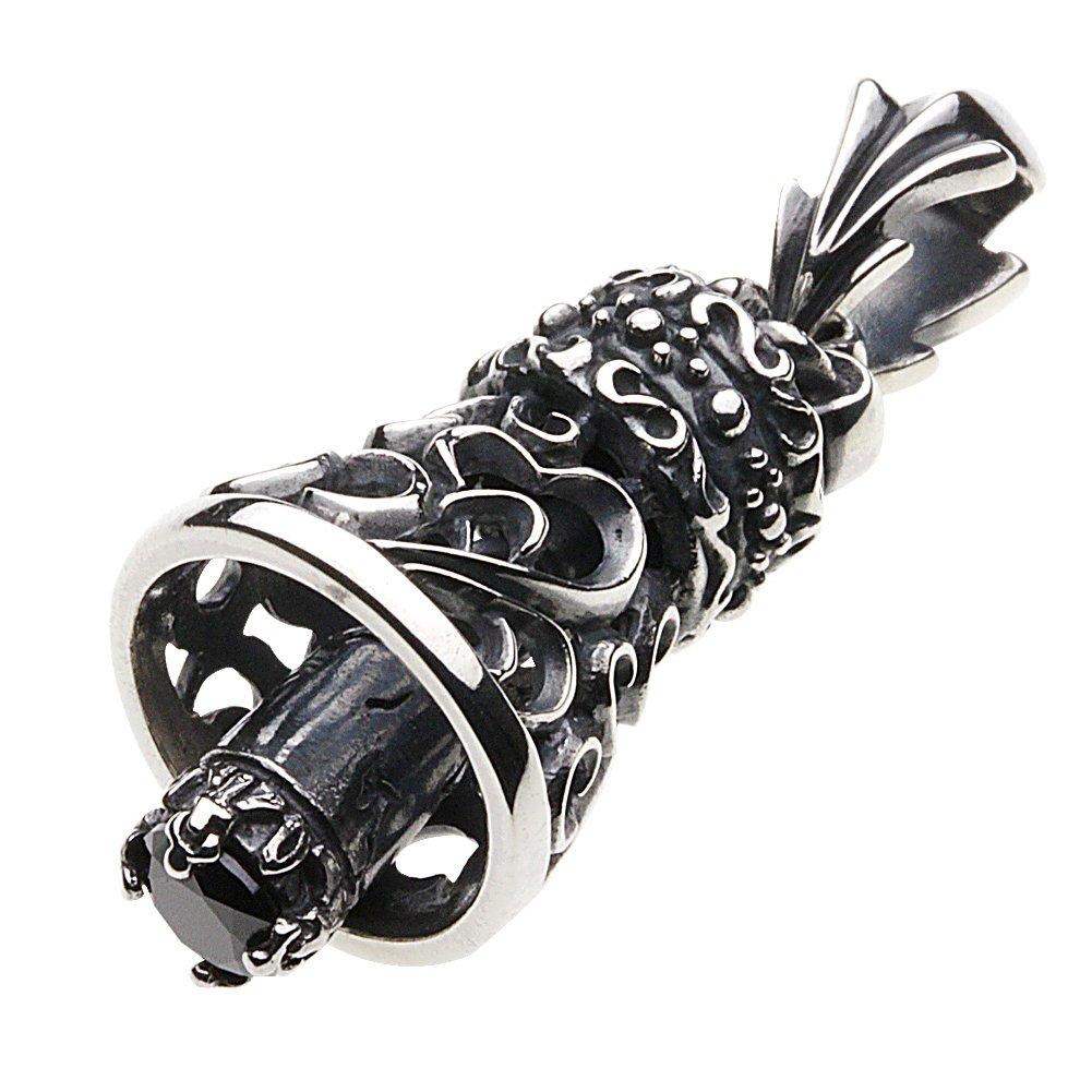 

[Cenote] Arabesque Swing Bell Pendant with Black Zirconia [Silver 925 Accessory] p0280