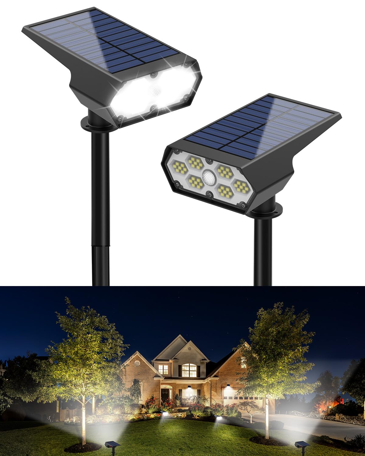 

Outdoor Waterproof Motion Sensor Solar Spot Light, Automatic Turn-On, Security, Daylight White, 42 LEDs, High Brightness, 2200mAh Large Capacity,