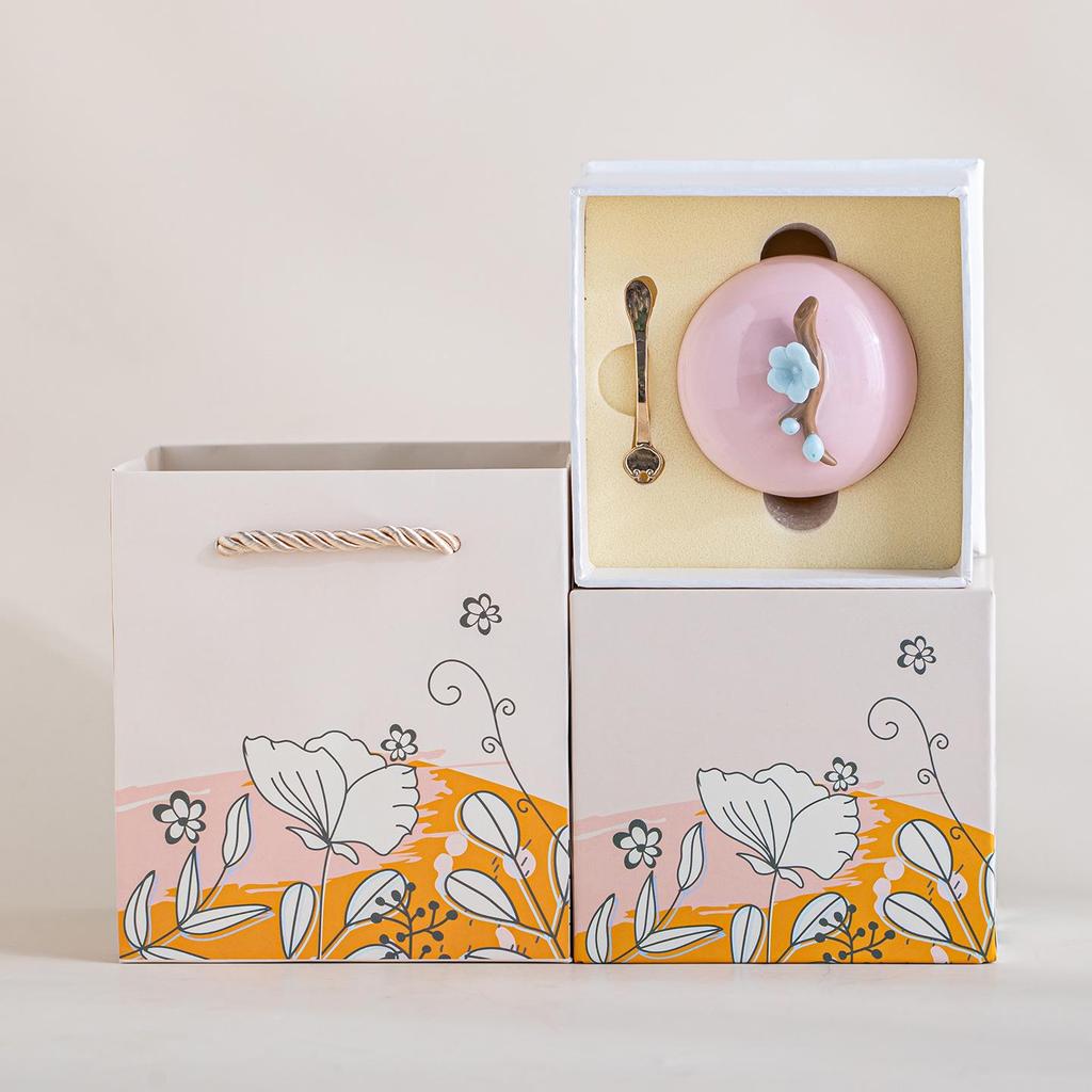 Handmade 40g Pinch Flower Solid Perfume In Ceramic Jar - Ancient Style Gift Box for Company Events