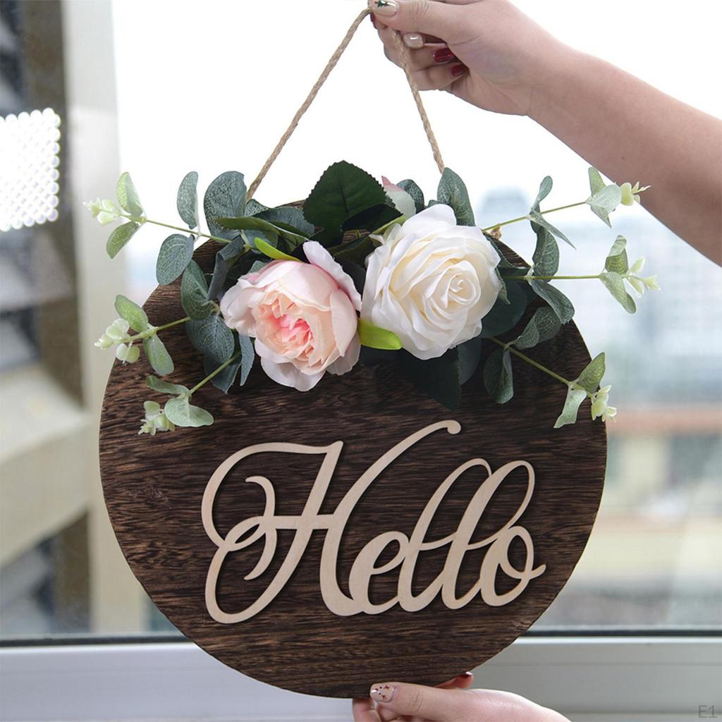 Flower Welcome Wreath Garland, Decorative Hanging Sign for Wedding