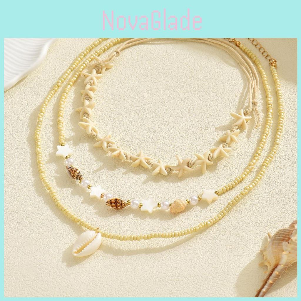 Vintage Style Shell Beaded Necklace With Alloy Pendant And Handcrafted Chain For Women