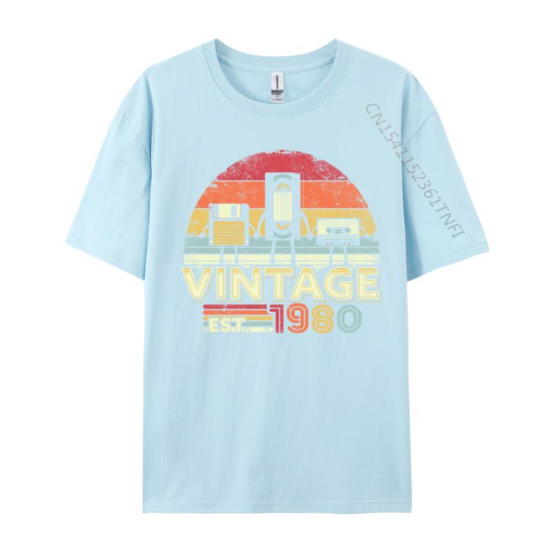 1980 Shirt Vintage 40th Birthday Funny Music Tech Europe Autumn Tops & Tees Normal T-Shirt Cute Birthday T Shirts Top Quality