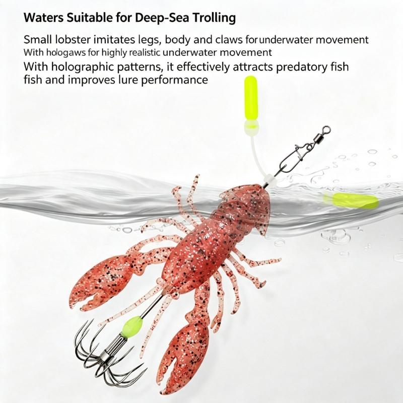 Soft Crustacean Fishing Tackle with Bright Body, Slow Sink and Umbrella-Style Hook Cluster for Retrieval Fishing Use