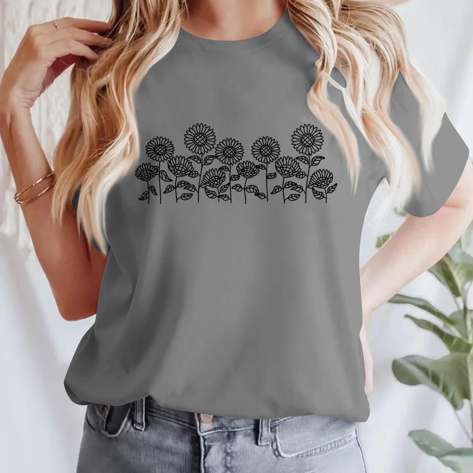 

Женская повседневная футболка с принтом, пуловер с круглым вырезом, топ с короткими рукавами XXL