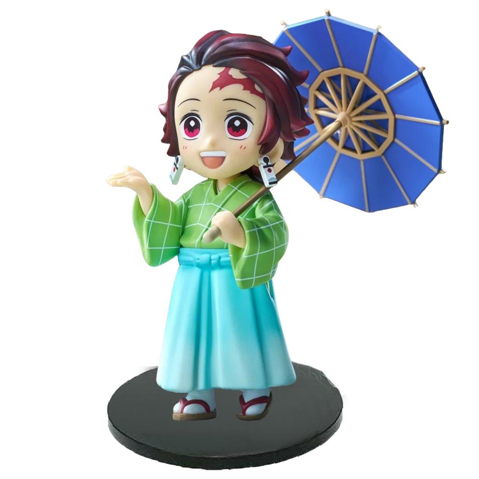 New Demon Slayer Plum Rain Season Blind Box Q Version Figures Umbrella Scene PVC Collectible Model Toy Gift for Anime Fans