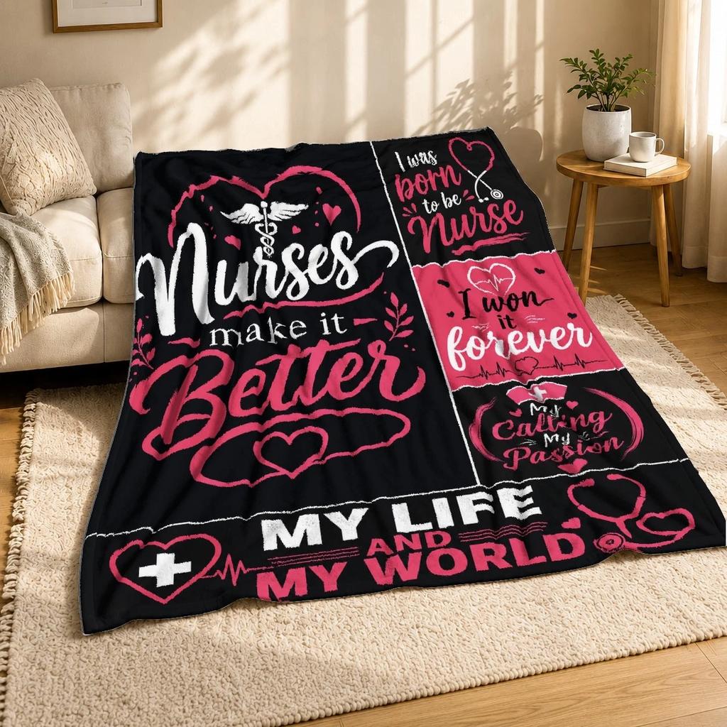 Nurse Quote Collage Coral Fleece Blanket