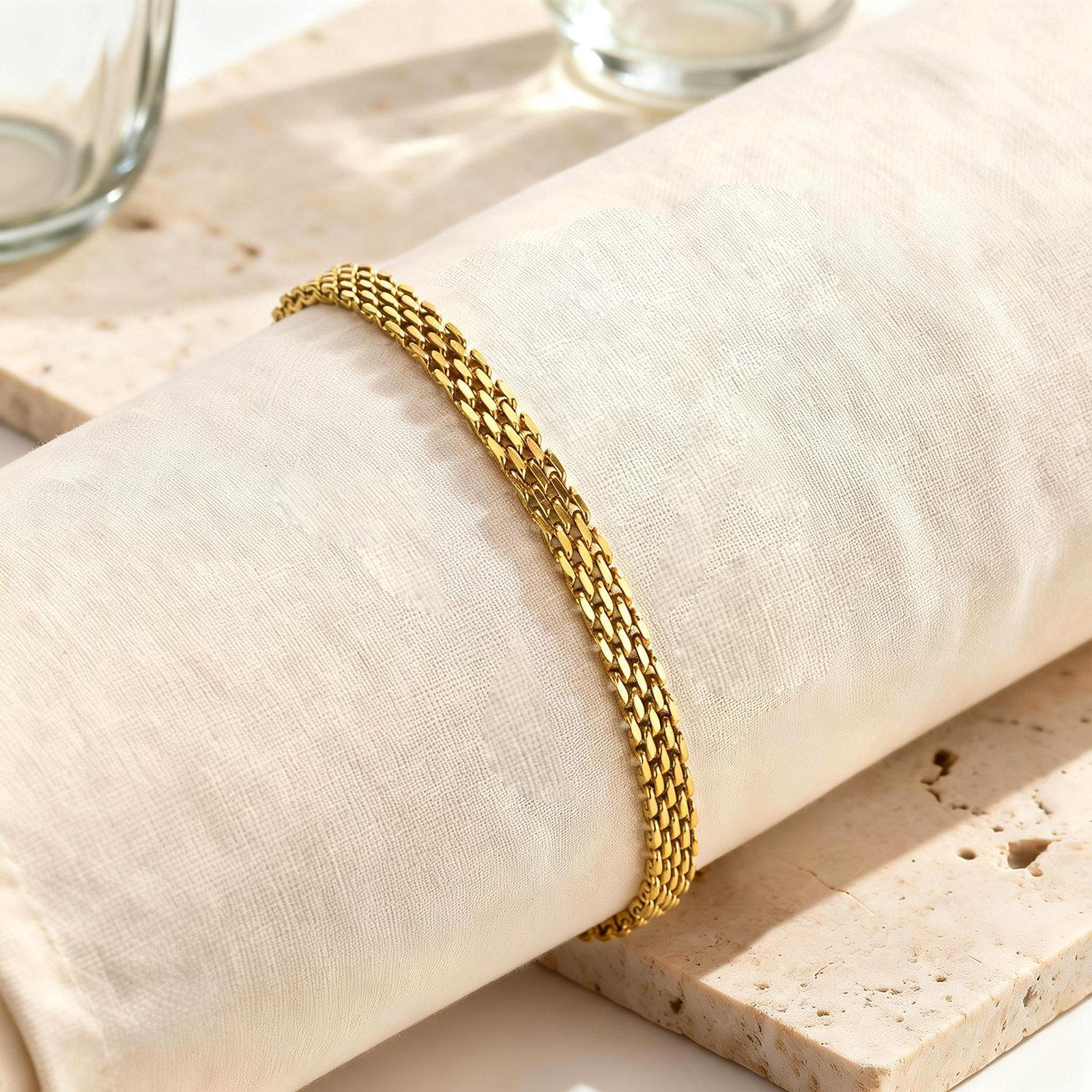 

Waterproof Mesh Chain Anklet18k Gold Plated Tarnish Free Flat Mesh Link Women s Anklet Bracelet Summer Foot Accessories