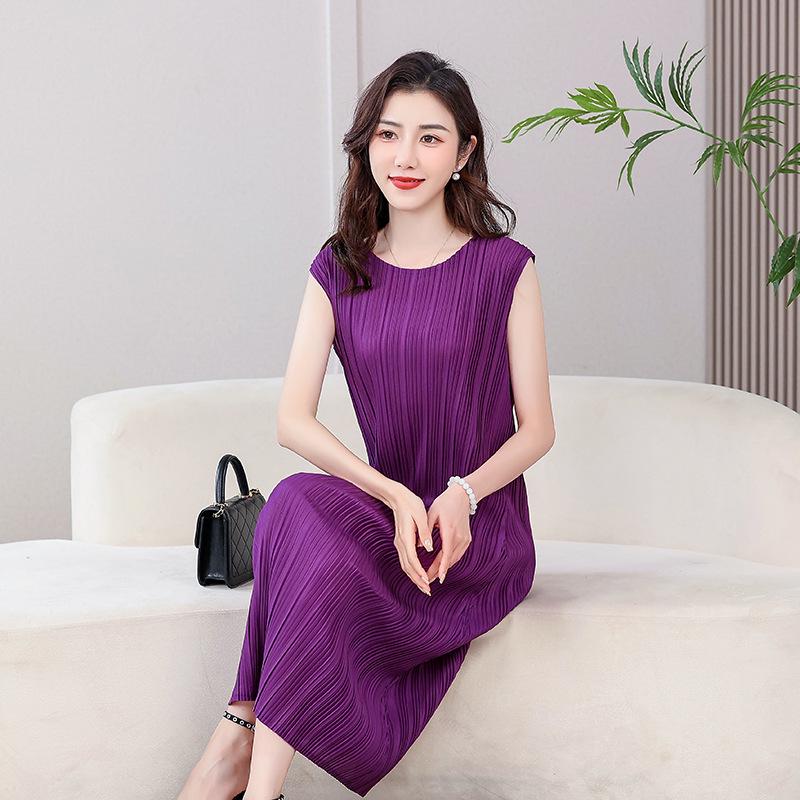 

Miyake Women s Sleeveless Pleated Summer Dress One Size, Suited for 90-150 Jin