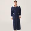 Men's Plush Bathrobe Zipper Up Long Housecoat Winter Warm SPA Fleece Duster Robe with Pocket Flannel Full Length Loose Fit Nightgown Sleepwear for Men