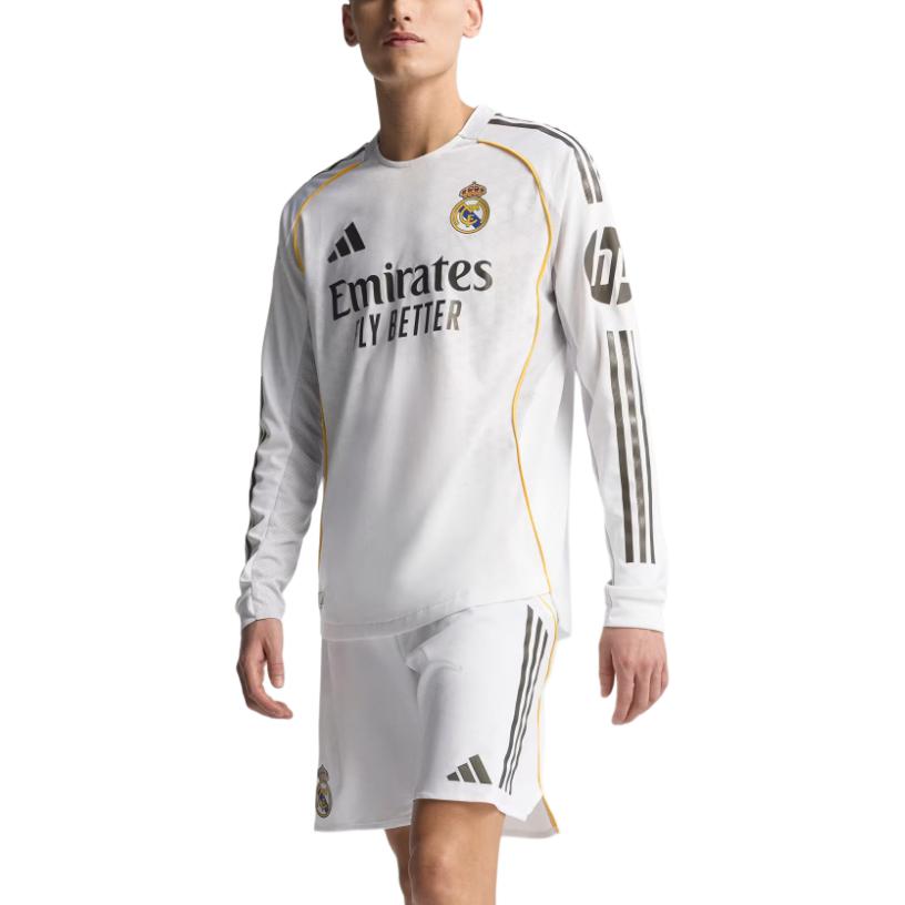 Adidas Free Shipping With AdiClub Real Madrid 25/26 Long Sleeve Home Authentic Jersey JN8866