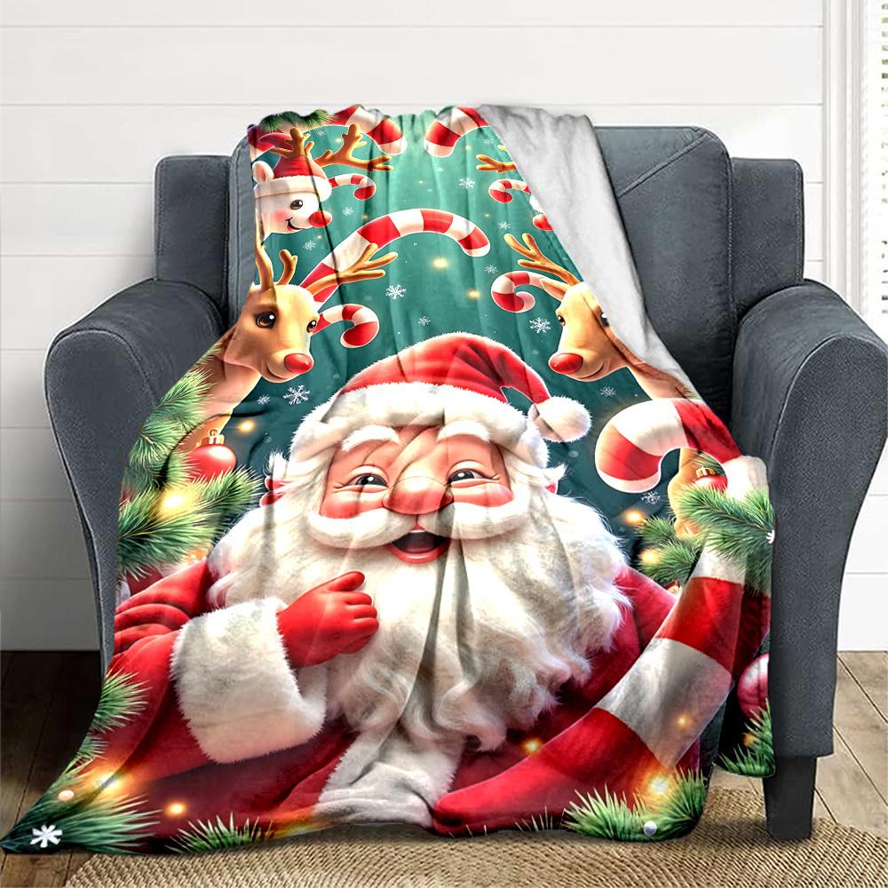 1pc Christmas Decorations Blanket Lightweight Flannel Blanket Throw Blanket For Sofa, Bed, Travel, Camping, Livingroom, Couch, Chair, And Bed Yy250902