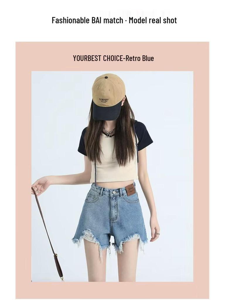 2025 Japanese Style Retro Denim Shorts for Women - Versatile Summer Fashion Trend