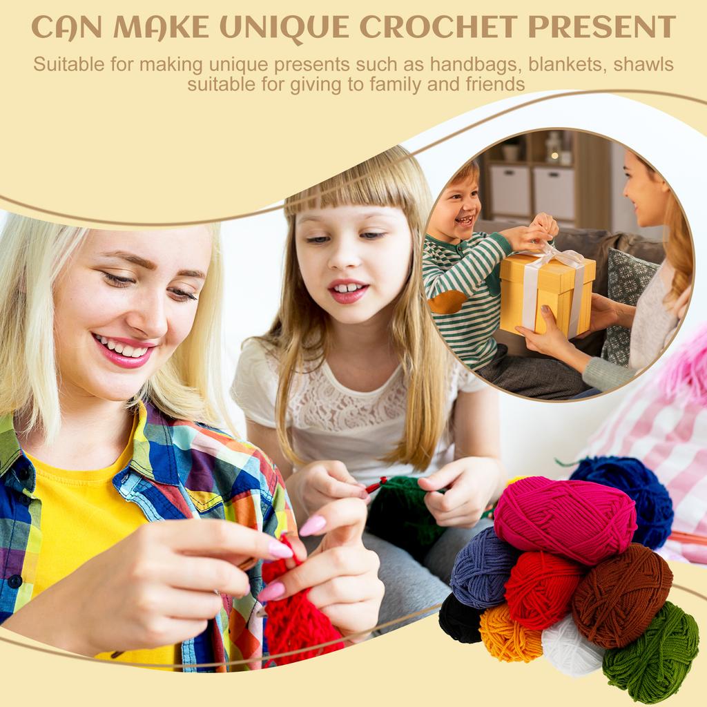Crochet Kit for Beginners Crochet Starter Kit with 8 Yarns Complete Cup Mat Knitting Crochet Supplies with Step by Step Video