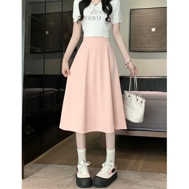 Women's Casual High-Waist A-Line Midi Skirt