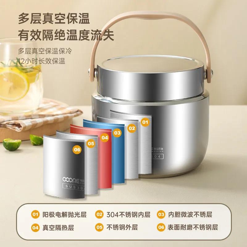 1.5L Bento Lunch Box Double Lunchbox Food Storage Containers Stainless Steel Heat Preservation Lunch Box for Kids Food Warmer