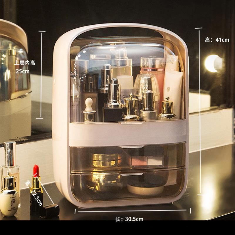 Minimalist Viral Cosmetic Storage Box Large Capacity Dustproof Organizer for Lipstick Skincare Desktop Vanity Use