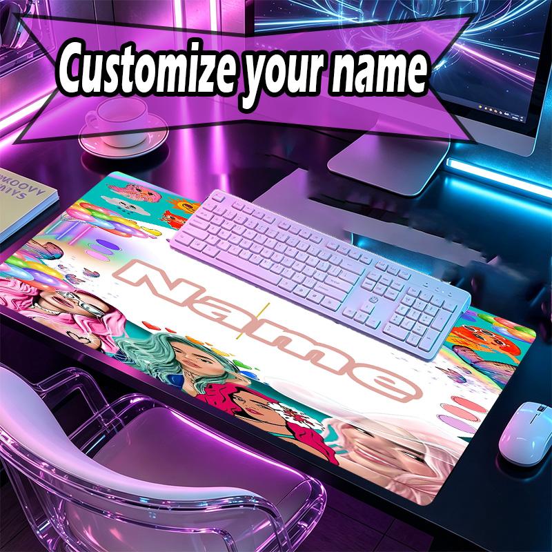 Custom Name Personalized Karol G Pattern Mousepad, Laptop PC Desk Mat, Decorative Desk Mat for Home Keyboard Pad Gift