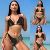 Women's Swimsuit Leopard Print Halter Bikini Swimsuit