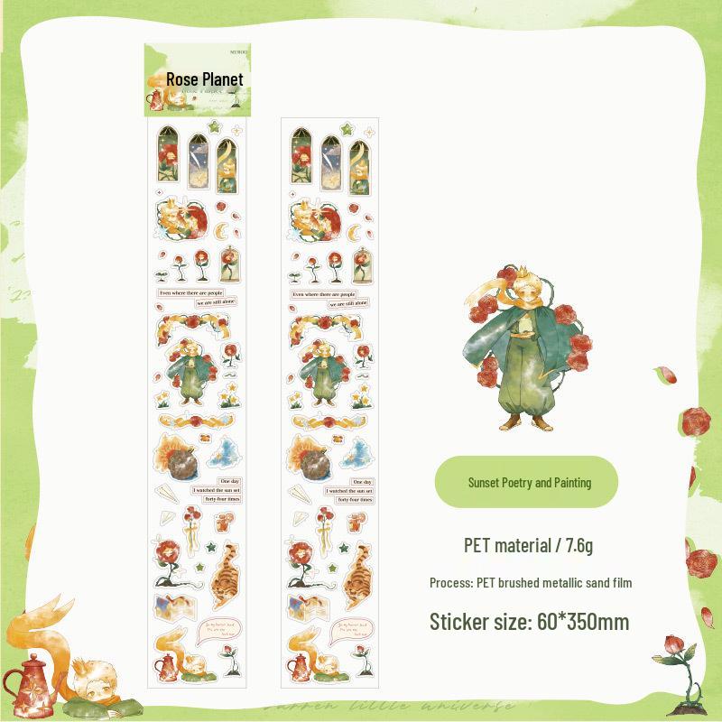 Rose Planet Decorative Waterproof Journal Tape Sticker