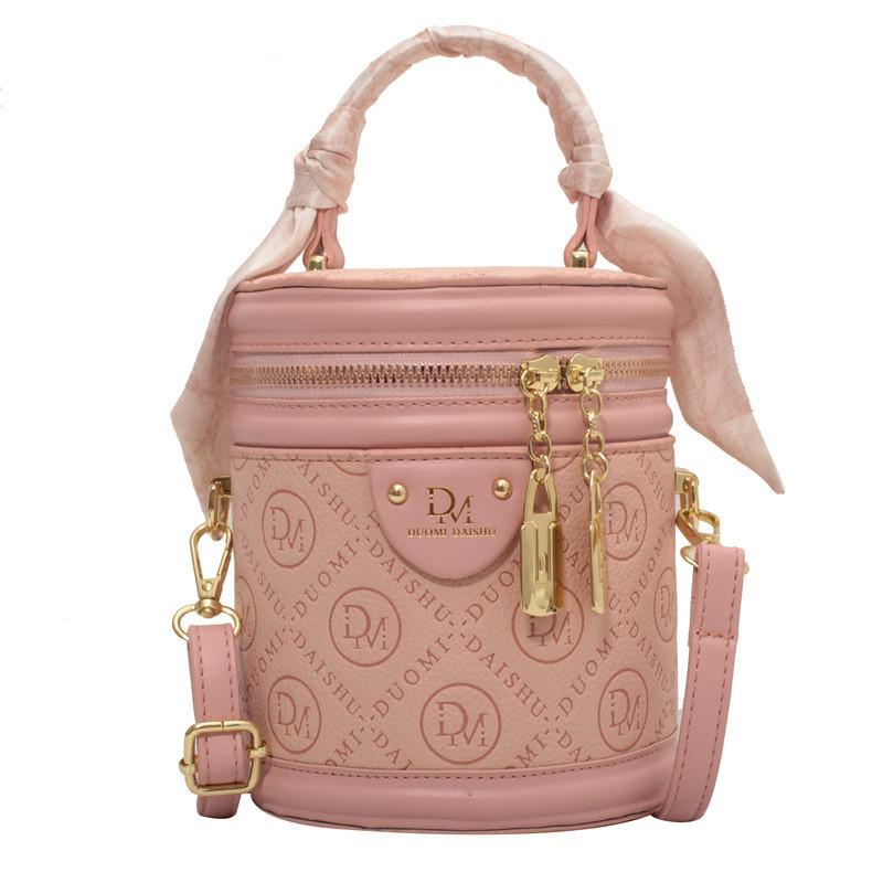 

Stylish Round Cylinder Shape Shoulder Bag For Women City Simple Style рожевий