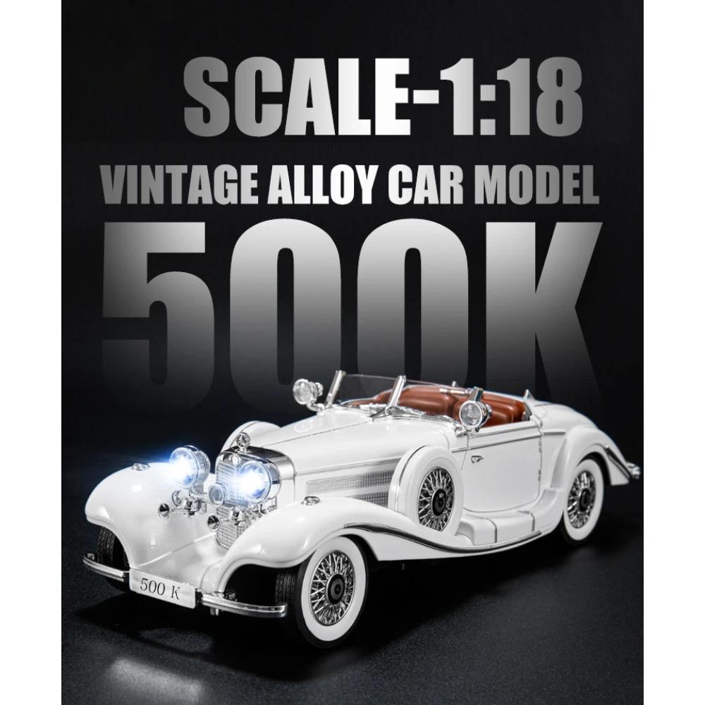 1/18 Benzs 500K Legering Luxy Auto Model Diecast Metaal Klassiek Retro Voertuig Auto Model Hoge Simulatie Geluid en Licht Kinder Speelgoed Cadeau