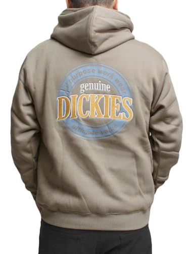

Genuine Dickies Men s Fleece-Lined Pullover Sweatshirt with Back Print, Size 5L, Greige (75)