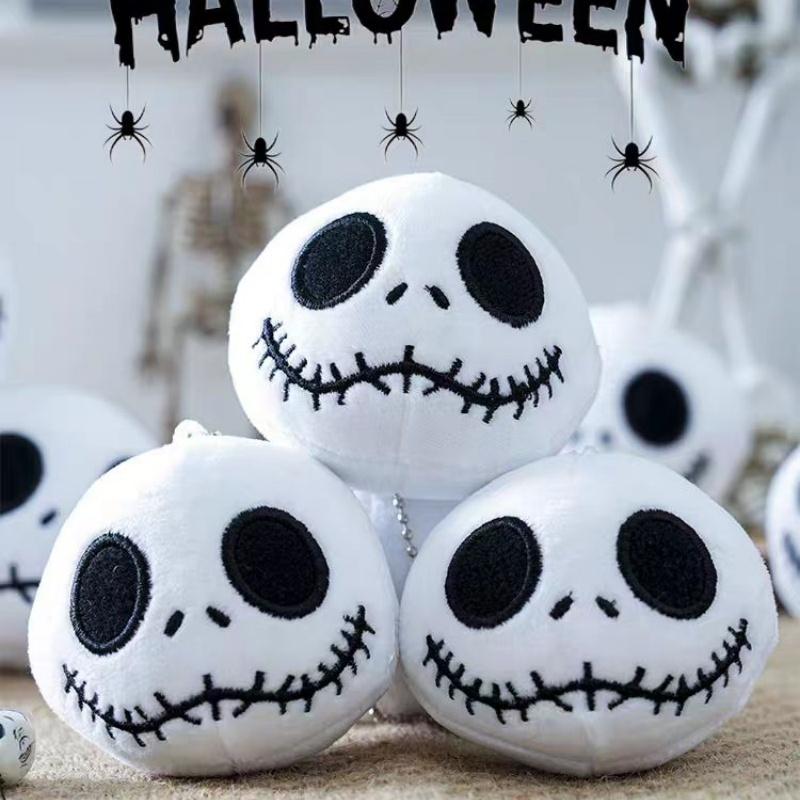 8cm Halloween Jack Skellington Plush Toy Anime Stuffed Animals Keychains Small Pendant Backpack Hangings For Kids
