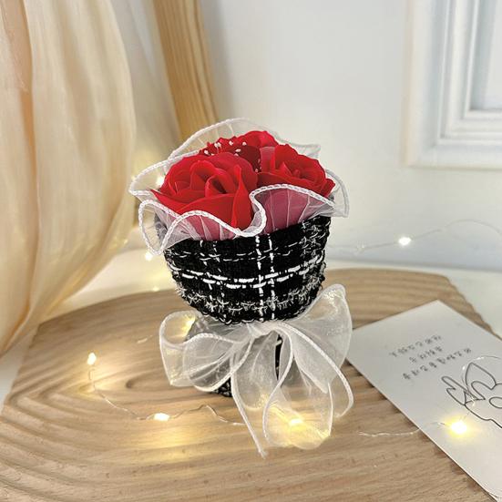 Yousheng Mini Artificial Rose Bouquet Handcrafted Simulated Flower Decoration Romantic Valentine's Day Birthday Gift for Mother Wife Girlfriend