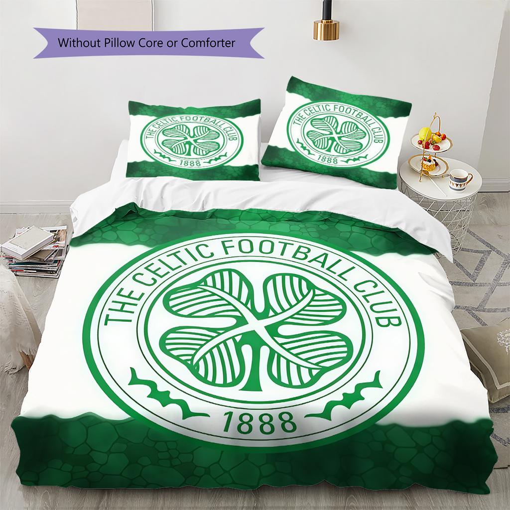 Ensemble de couette Celtic Football Club Housse de couette Taie d'oreiller Décoration de maison Cadeau d'anniversaire (1 housse de couette + 2 taies d'oreiller, sans garniture.)