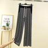 Women Modal Striped Wide Leg Pants Thin Loose Straight Trousers With Pockets High Drape Casual Sleepwear Pants Plus Size Summer Loungewear