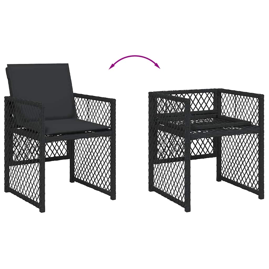 Vidaxl 9-Cz. Tuinmeubelset met Kussens, Zwart, PE Rotan