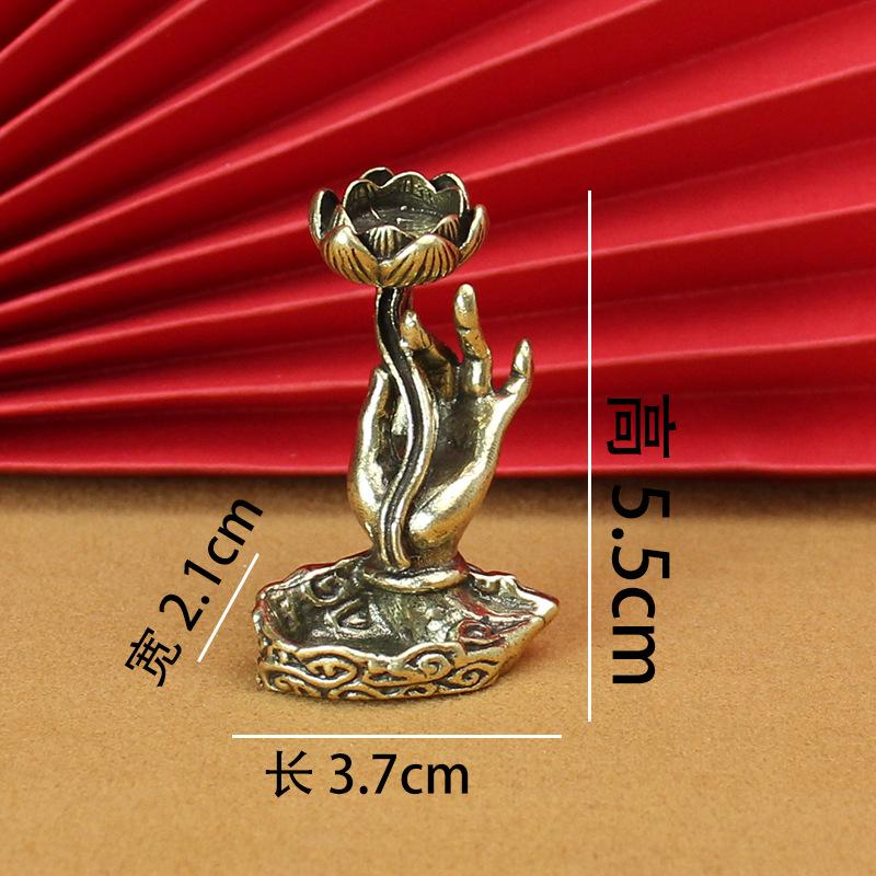 

Antique play brass lotus leaf lotus backflow incense ornament desktop bergamot lotus flower Guanyin bergamot incense burner holder incense holder
