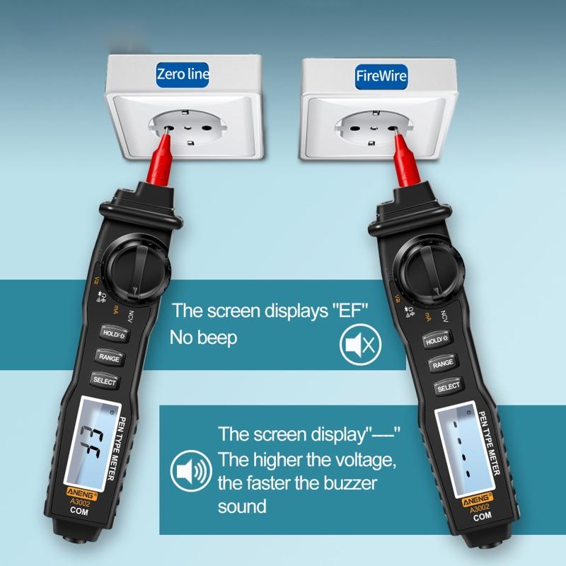 Digital Pen Type Multimeter Handheld Voltmeter Ammeter Ohmmeter for AC/for DC Voltage Current Diode Continuity Meter Tes