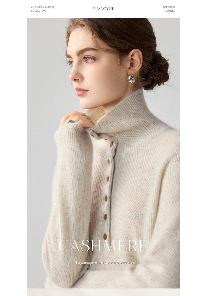 Versatile Slimming Women's Cashmere Button-Up Sweater - Soft, Skin-Friendly Loose Knit Top.
