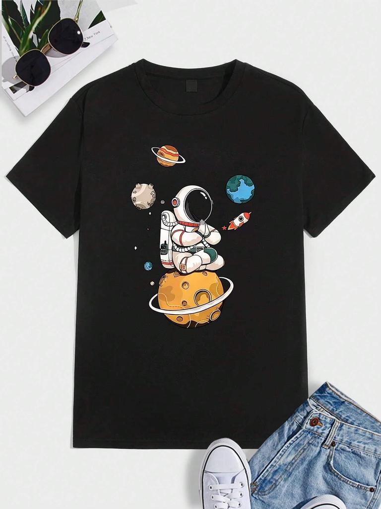Astronaut Print Pattern Design Man T Shirts Graphic S-Xxxl Tee Shirt High-Quality Casual Tshirt Leisure Street Short Sleeved