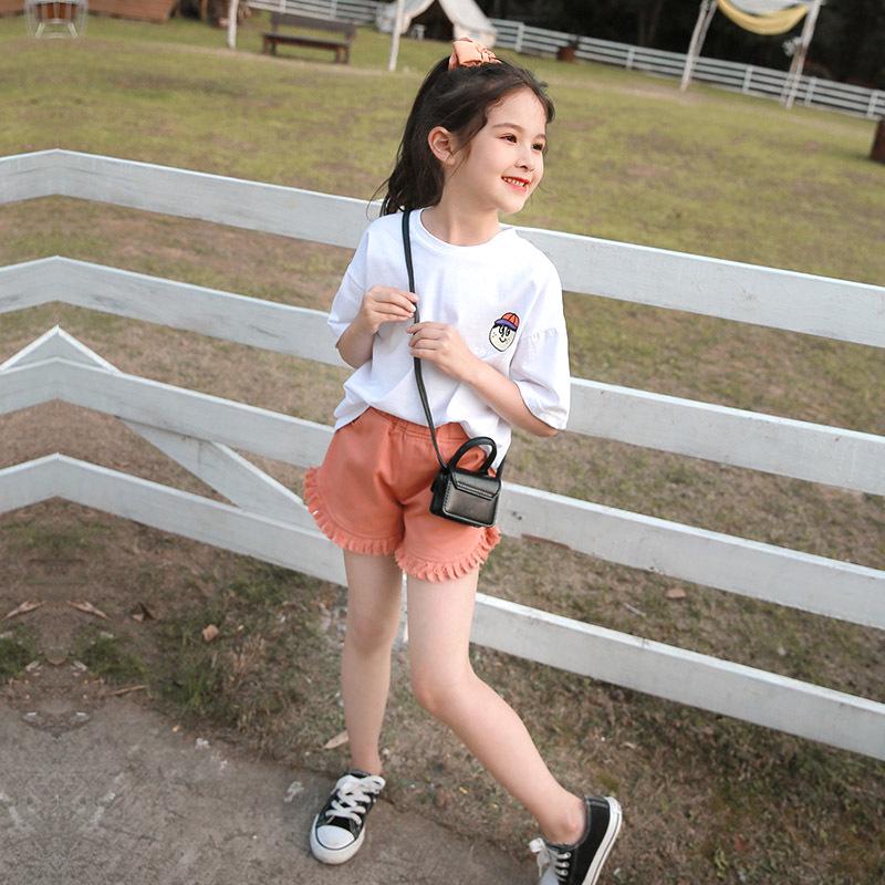 Girls' Summer Denim Shorts - Versatile, Loose-Fit, Mid to Big Kids Three-Quarter Pants