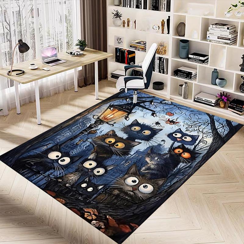 1PC Night, Cats Extra Large Non Slip Floor carpet, Office, family, bedroom, Studio Large Area Rug Indoor Rugs