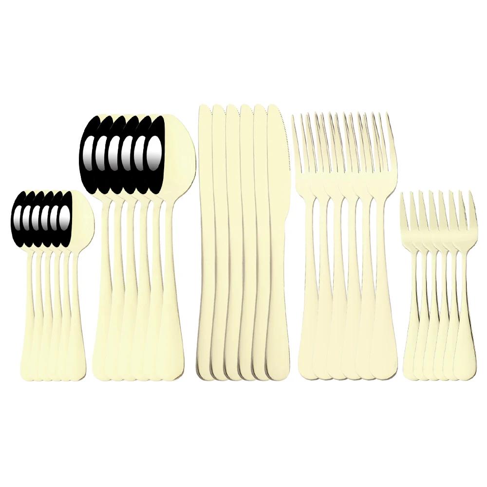 6/30Pcs Rainbow Dinnerware Stainless Steel Cutlery Set Knife Cake Fork Tea Spoon Flatware Set Kitchen Silverware Tableware Set