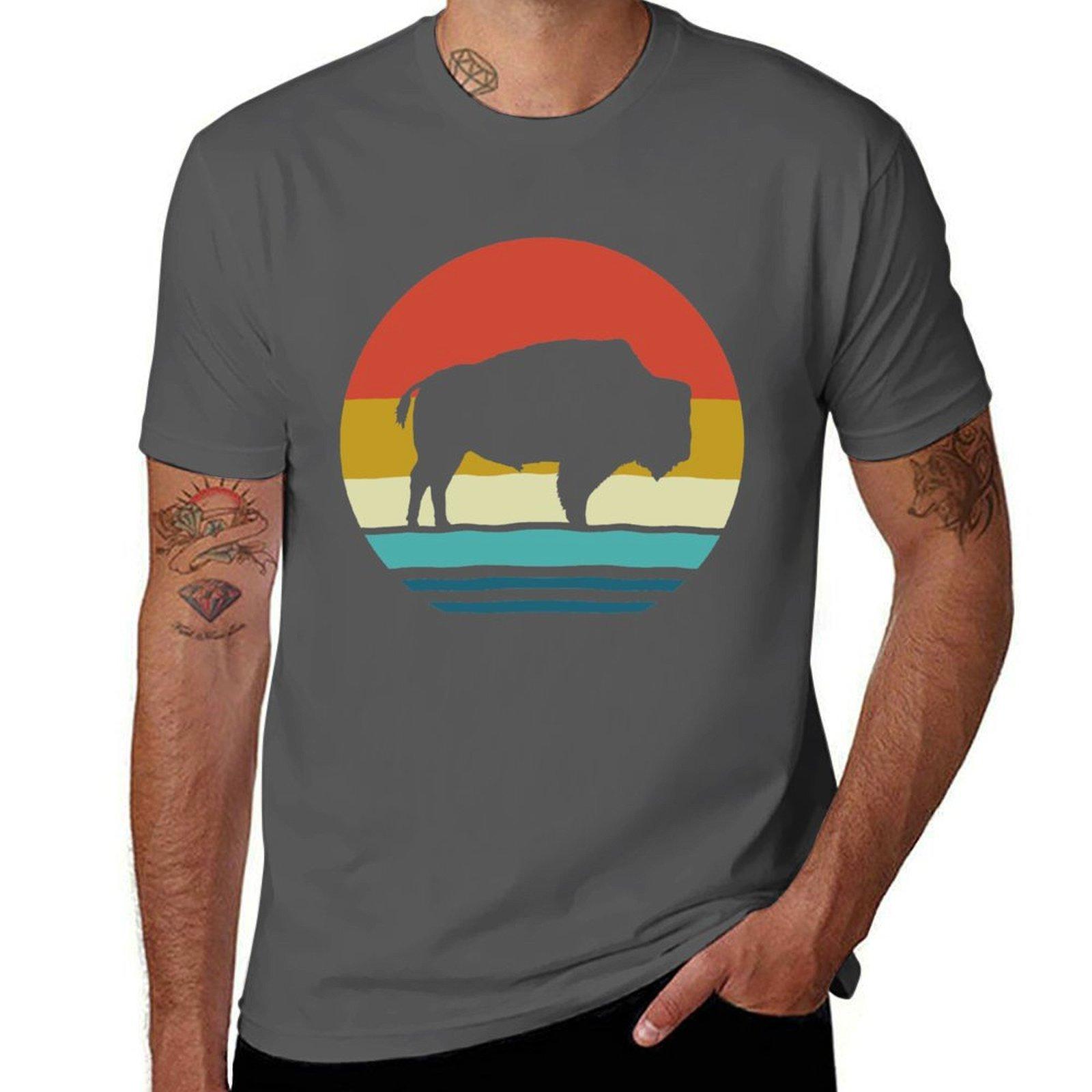 

Bison - Vintage Retro Bison – Wild - Bison , Gifts T-Shirt t shirt custom print cotton t shirts man 100% T-Shirt 4XL