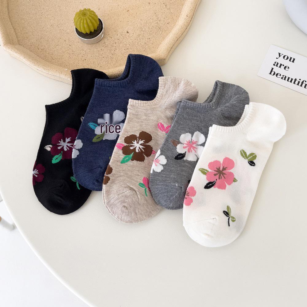 Women s Cartoon Cotton Low-Cut Boat Socks - Spring  Summer Short Style No Show Socks (No Tag) маленького цветка