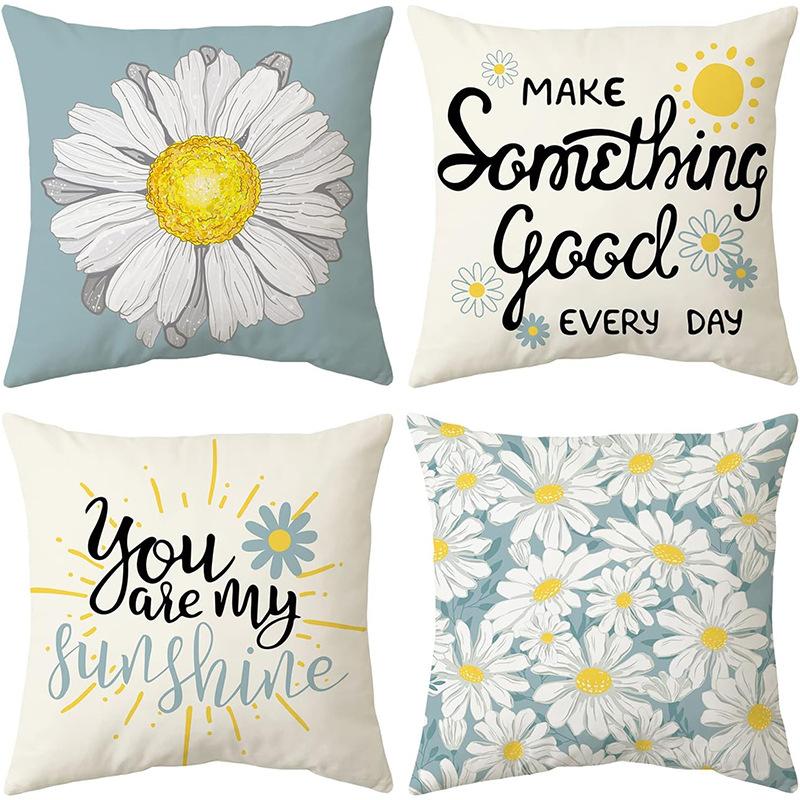 Spring and Summer New Flower Daisy Pillowcase Home Decoration Living Room Sofa Car Pillow Cushion