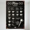 Vintage Metal Tin Sign Retro Café Menu Art Wall Decor with Coffee Tea Drinks Illustrations for Bar Home Shop Decoration