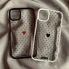 Simple Cute Pink Black Love Heart Phone Case For iPhone 17 Pro 16 15 14 13 12 11 XR XS Max 7 8Plus Polka Dots Clear Hard Cover