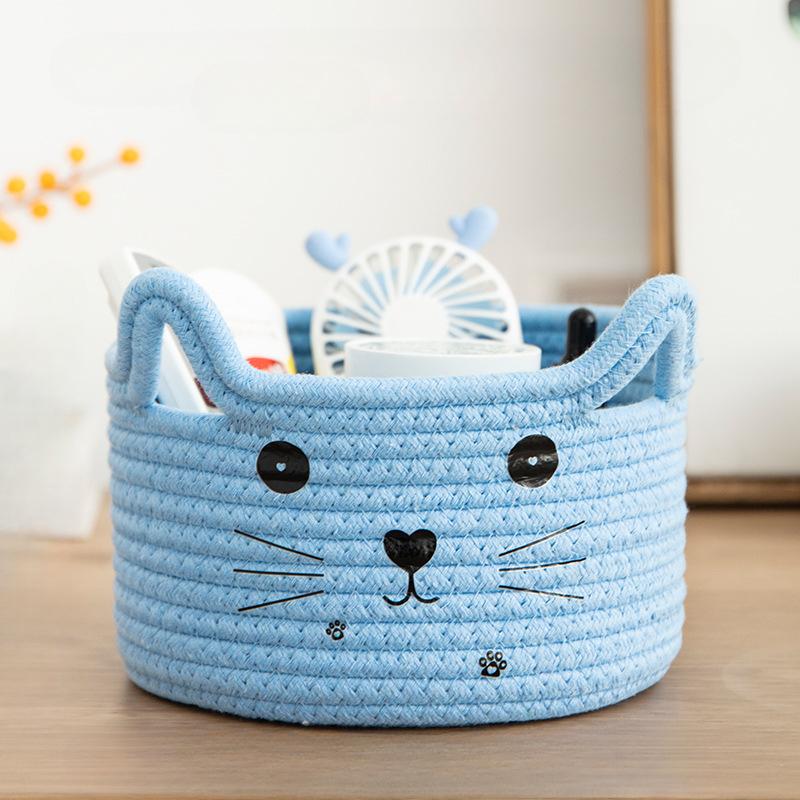 Cute Storage Baskets Cotton Woven Bedroom Household Decor Organizer Case Key Snacks Desktop Sundries Deposit Tidy Box Items Home