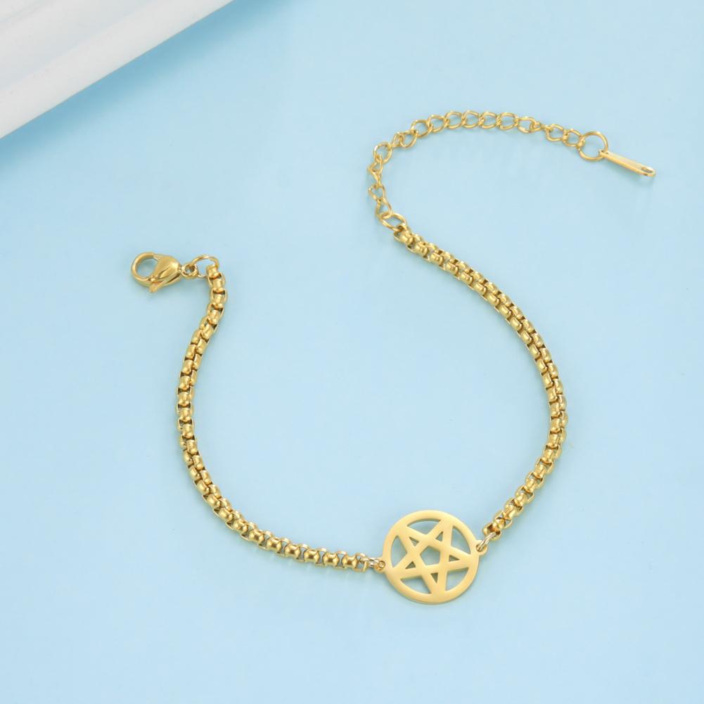 Dawapara Vintage Pentagram Bracelet Sun Supernatural Pentacle Charm Bracelet Wiccan Couple Jewelry Stainless Steel Gift