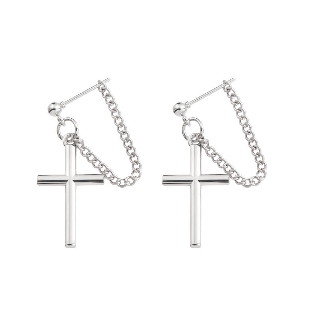 2pcs Trending Y2k Super Cool Dark Street Cross Chain Bungee Earrings for Women Cool Handsome Personality No Pierced Ear Clip