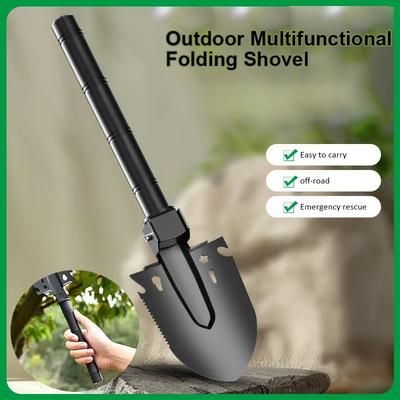 Portable Folding Gardening Shovel 7-in-1 Outdoor Multifunction Camping Shovel with Compass&Saw&Bottle Opener for Survival Kit