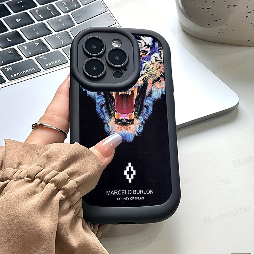 M-MARCELO B-BURLON Phone Case for IPhone 17 16 15 14 13 12 11 Pro Max Mini Plus Soft TPU Back Cover
