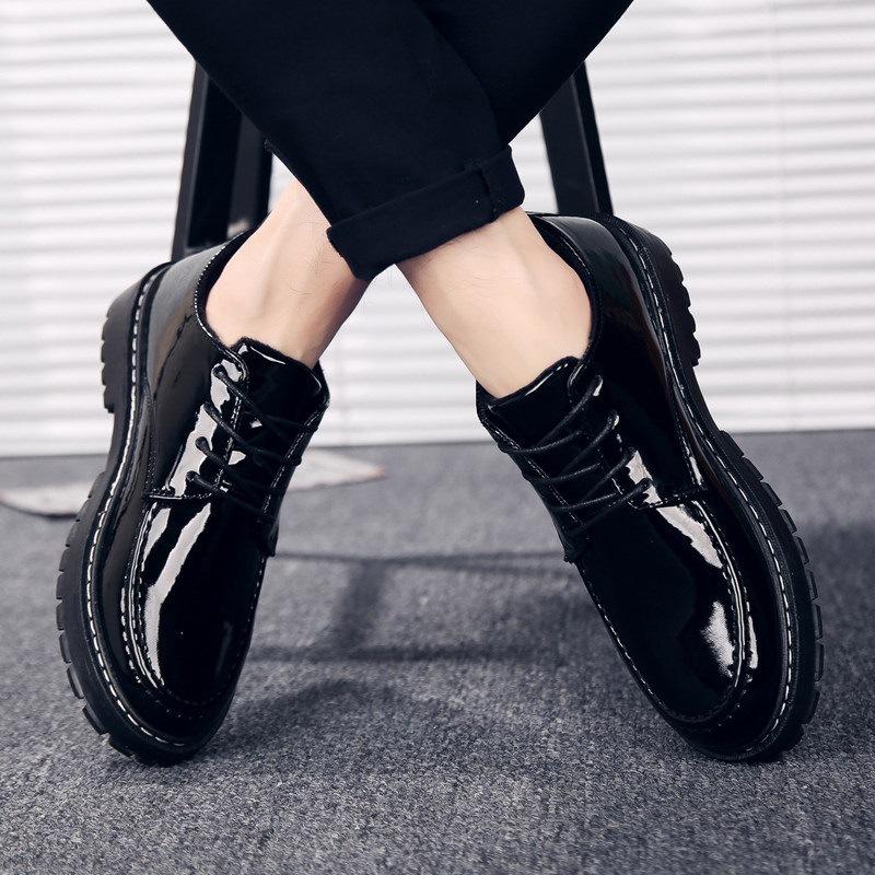 Suit leather shoes men's British casual shoes youth dress black small leather shoes