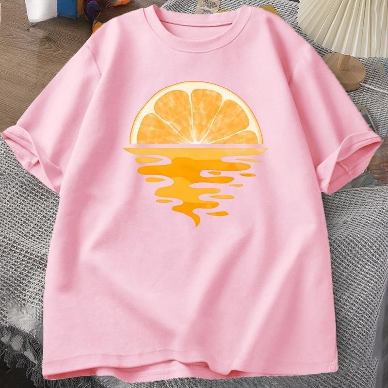 Orange Fruit T Shirt Fruit Lover Party Tee Shirt Casual Unisex WOMEN Cotton Short Sleeve Unisexs Designer Clothes Streetwear Tees Tops